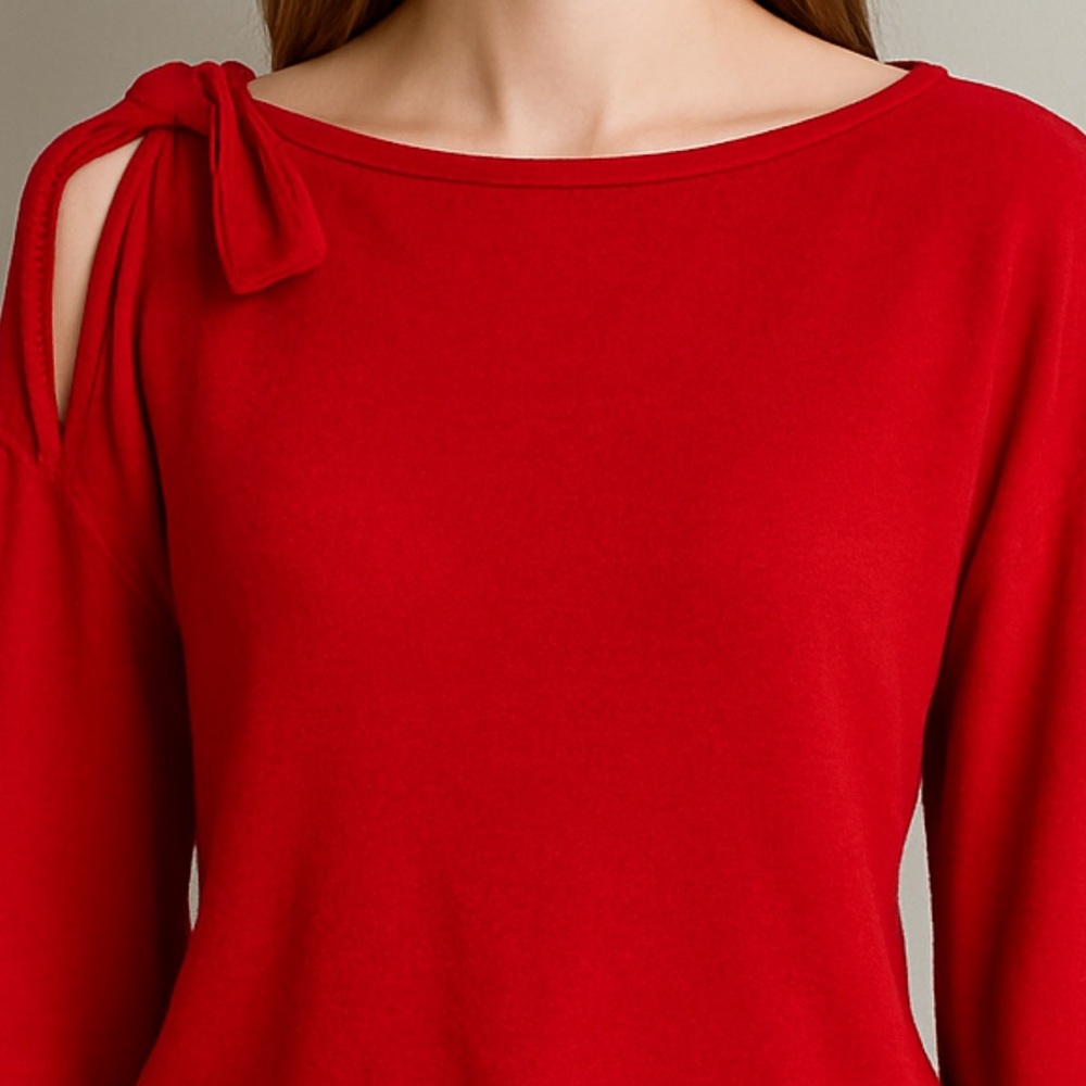 Red Bow Shoulder Top